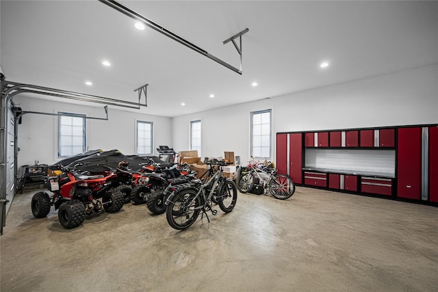 garage featuring recessed lighting