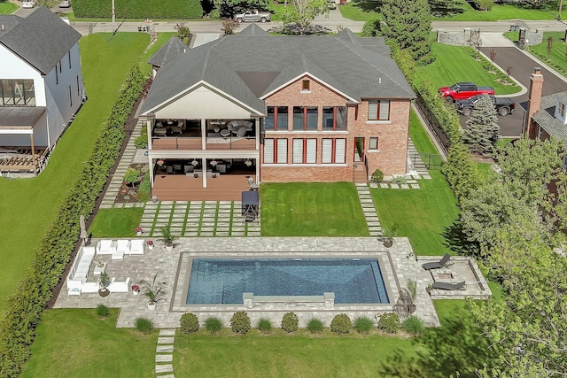 185 Willetts Ln, West Islip, NY 11795 - aerial view of property and surrounding area with a pool area