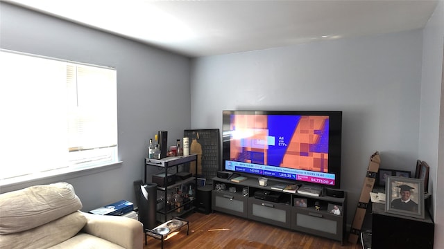 living area with wood finished floors