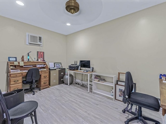 9 Cresthill Pl, Smithtown, NY 11787 - office featuring wood finished floors, a wall mounted air conditioner, and recessed lighting