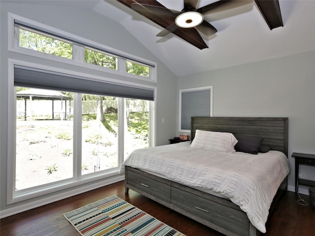 256 Macy Rd, Briarcliff Manor, NY 10510 - bedroom featuring high vaulted ceiling, ceiling fan, and dark wood-type flooring