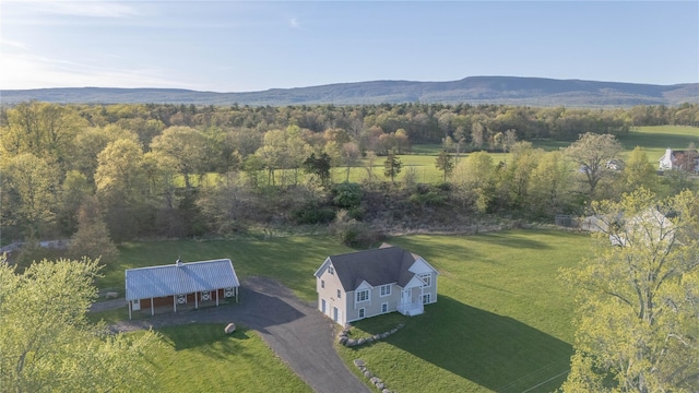 bird's eye view with a rural view and a mountain view