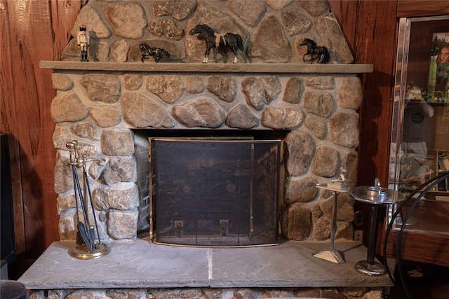 room details featuring a fireplace