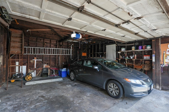 garage with a garage door opener