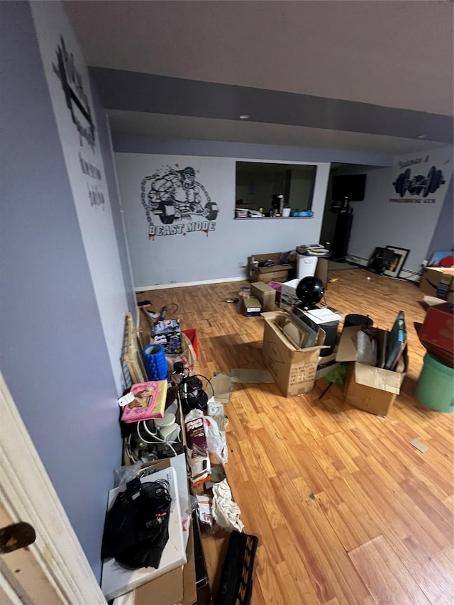 living area with wood finished floors