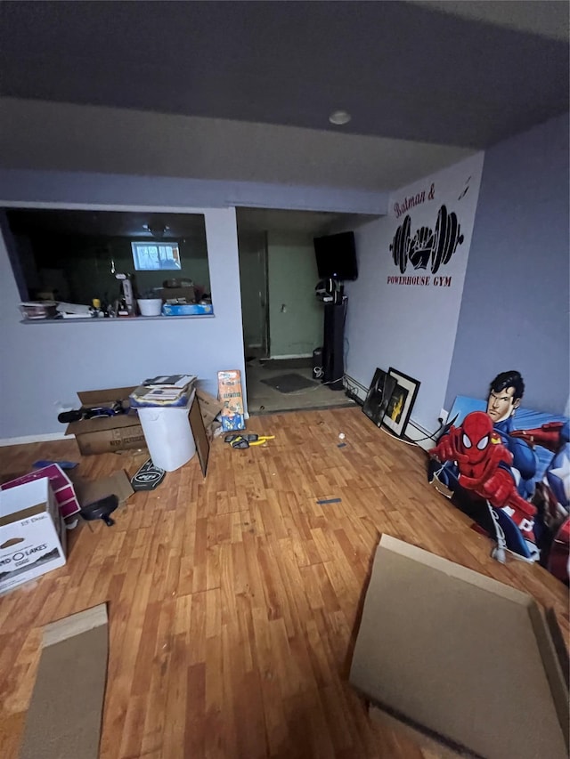 living area with wood finished floors