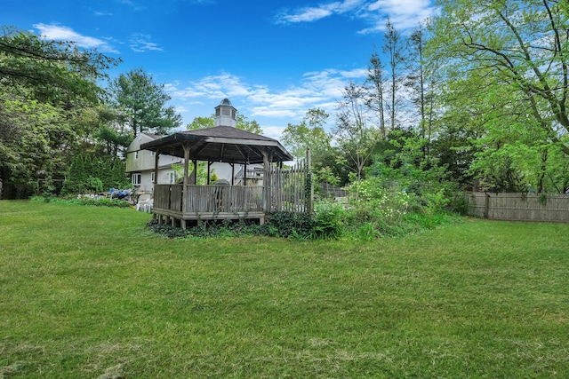 25 Adrienne Ln, Hauppauge, NY 11788 - view of yard with fence, a gazebo, and a deck