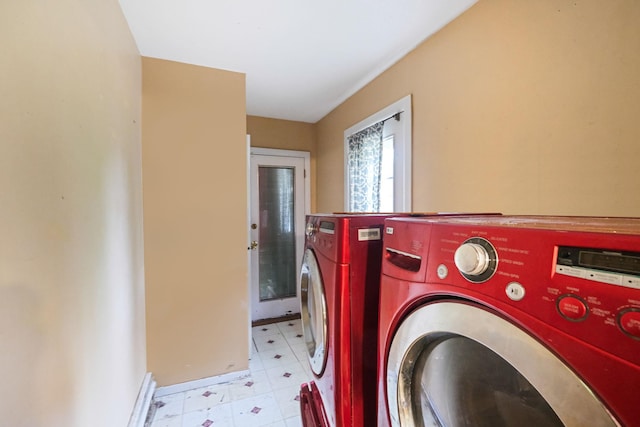 25 Adrienne Ln, Hauppauge, NY 11788 - laundry room with baseboards, light floors, laundry area, and independent washer and dryer