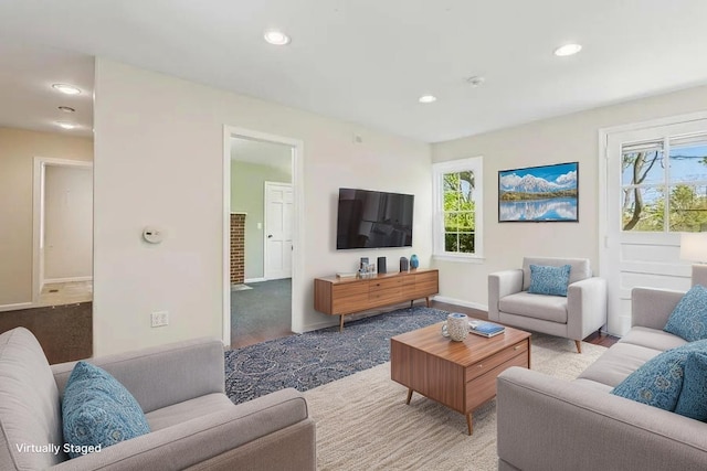 645 Hamilton Ave, Mattituck, NY 11952 - living room with recessed lighting, baseboards, and light wood finished floors