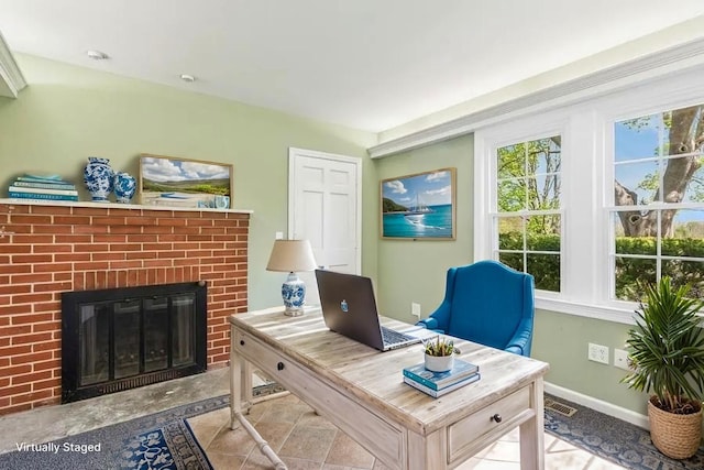 645 Hamilton Ave, Mattituck, NY 11952 - office space featuring a fireplace and baseboards