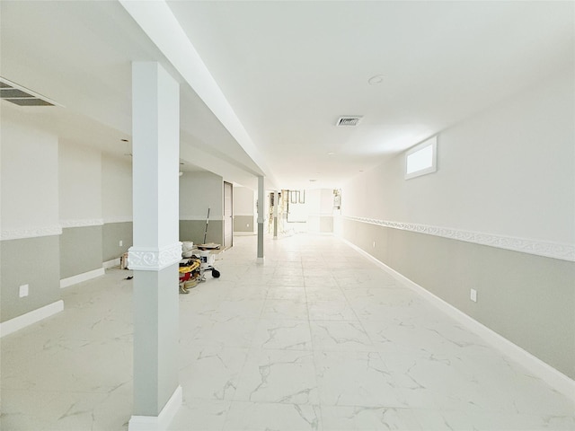 103-22 104th St, Ozone Park, NY 11417 - below grade area with baseboards, visible vents, and marble finish floor