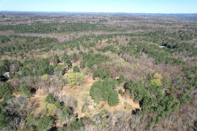 birds eye view of property with a forest view