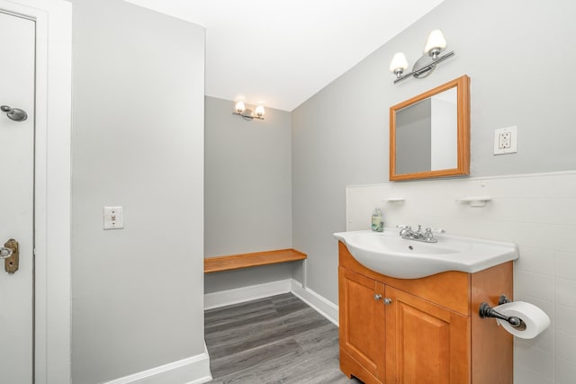 bathroom featuring vanity and wood finished floors