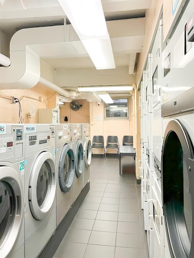 1480 Thieriot Ave Unit 2C, Bronx, NY 10460 - shared laundry room with stacked washer / drying machine, independent washer and dryer, and tile patterned floors