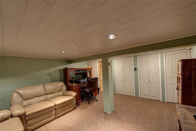 405 Linden St, Bellmore, NY 11710 - office space featuring recessed lighting, light carpet, and ornamental molding
