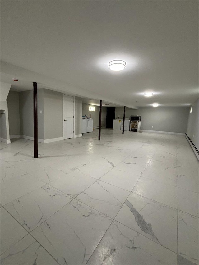 177-37 115th Ave, Saint Albans, NY 11434 - finished below grade area featuring light marble finish floors and baseboards