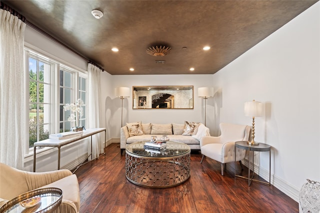 84 S Woods Rd, Woodbury, NY 11797 - living area with baseboards, wood-type flooring, and recessed lighting