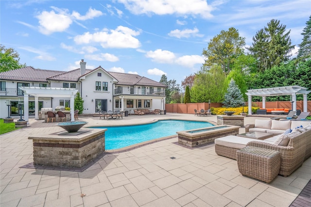 84 S Woods Rd, Woodbury, NY 11797 - view of pool with a patio area, fence, a pergola, a fenced in pool, and outdoor lounge area