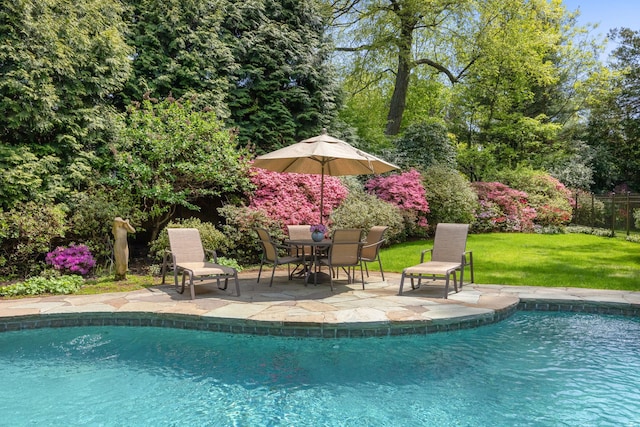 50 Hampshire Rd, Bronxville, NY 10708 - pool with a yard, fence, and a patio