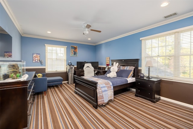 bedroom with carpet floors, baseboards, and visible vents