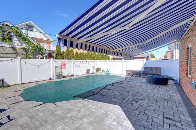 161 Bch 129th St, Rockaway Park, NY 11694 - view of pool featuring a patio area, a fenced backyard, and an outdoor fire pit