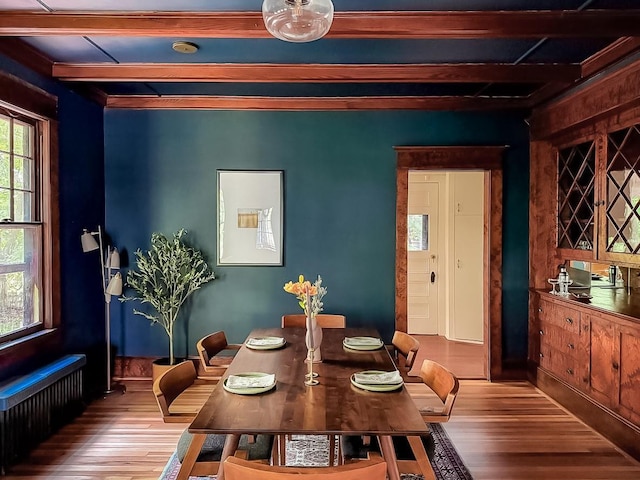 12 Highview Ave, Callicoon, NY 12723 - dining space with radiator heating unit and hardwood / wood-style floors