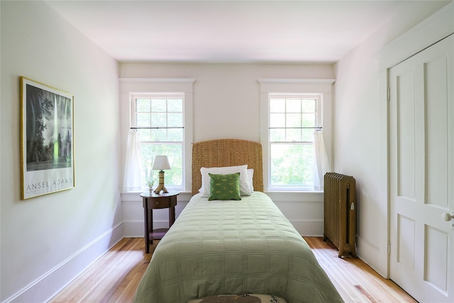 12 Highview Ave, Callicoon, NY 12723 - bedroom with radiator heating unit, multiple windows, and light wood-style flooring