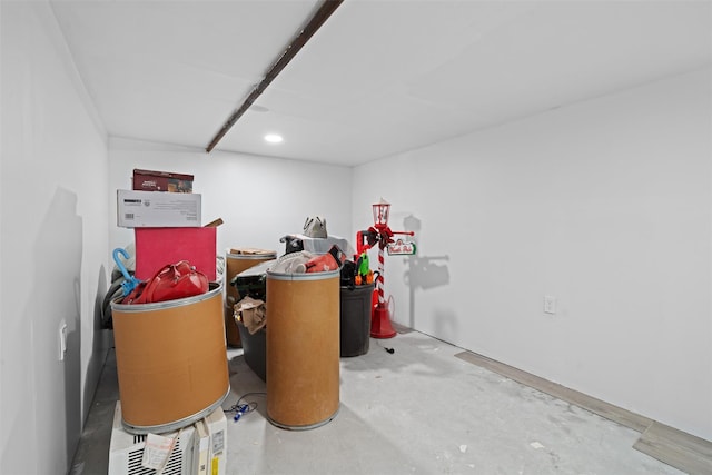 finished below grade area with recessed lighting