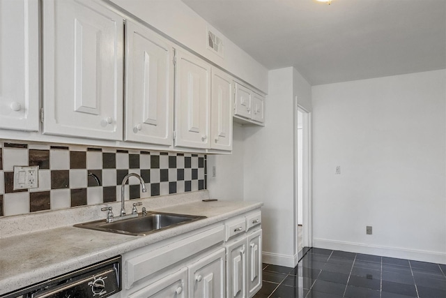 523 Colony Dr, Hartsdale, NY 10530 - kitchen with dishwasher, baseboards, visible vents, white cabinetry, and backsplash