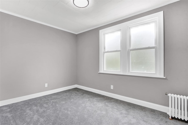62-22 80th Rd, Glendale, NY 11385 - carpeted spare room with radiator, ornamental molding, and baseboards