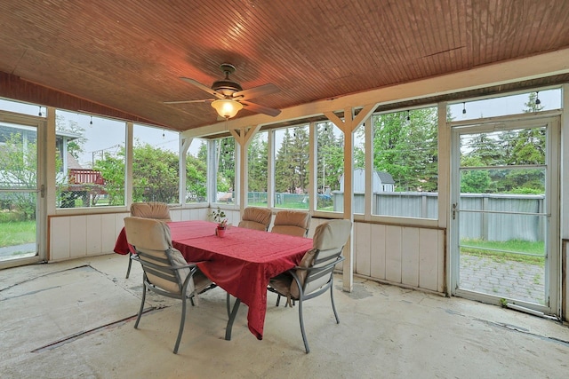 26 Hoke Dr, Stony Point, NY 10980 - sunroom with a ceiling fan and outdoor dining space