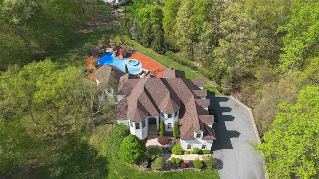 aerial view with a forest view