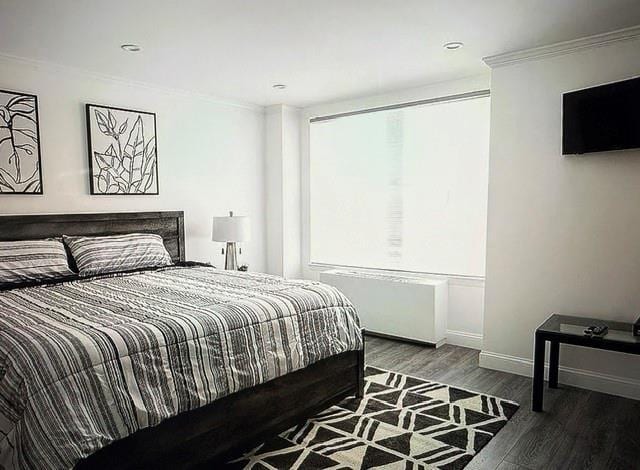 150 W 51 Unit 1032, New York Manhattan, NY 10019 - bedroom with wood finished floors, crown molding, and baseboards