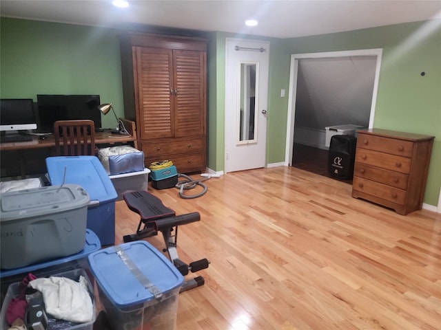 142 Pembrook Dr, Yonkers, NY 10710 - office area with baseboards, recessed lighting, and wood finished floors