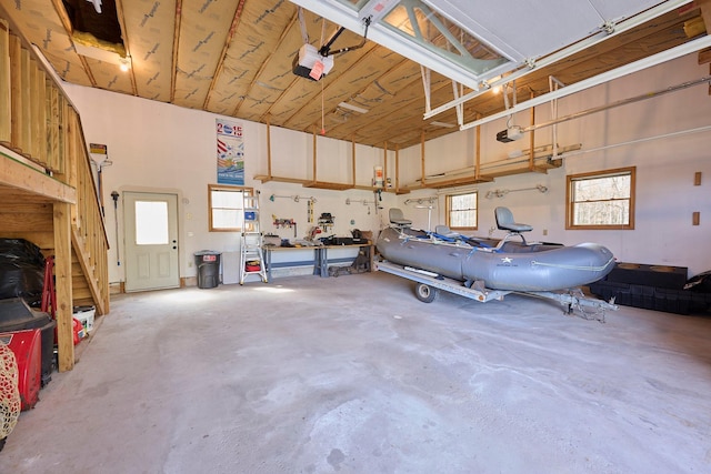 garage with a garage door opener