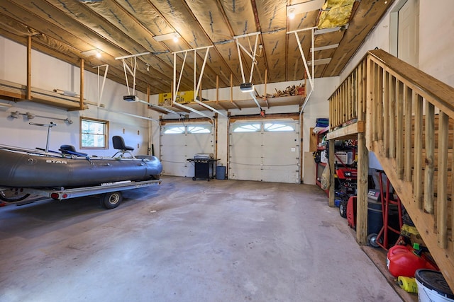 garage with a garage door opener