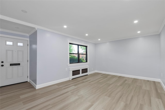22048 75th Ave Unit A1, Bayside, NY 11364 - entrance foyer featuring baseboards, light wood-style flooring, recessed lighting, and crown molding