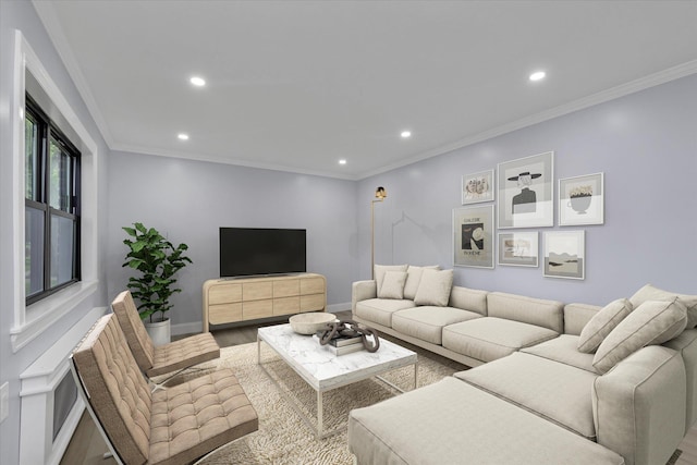 22048 75th Ave Unit A1, Bayside, NY 11364 - living area with wood finished floors, recessed lighting, and crown molding