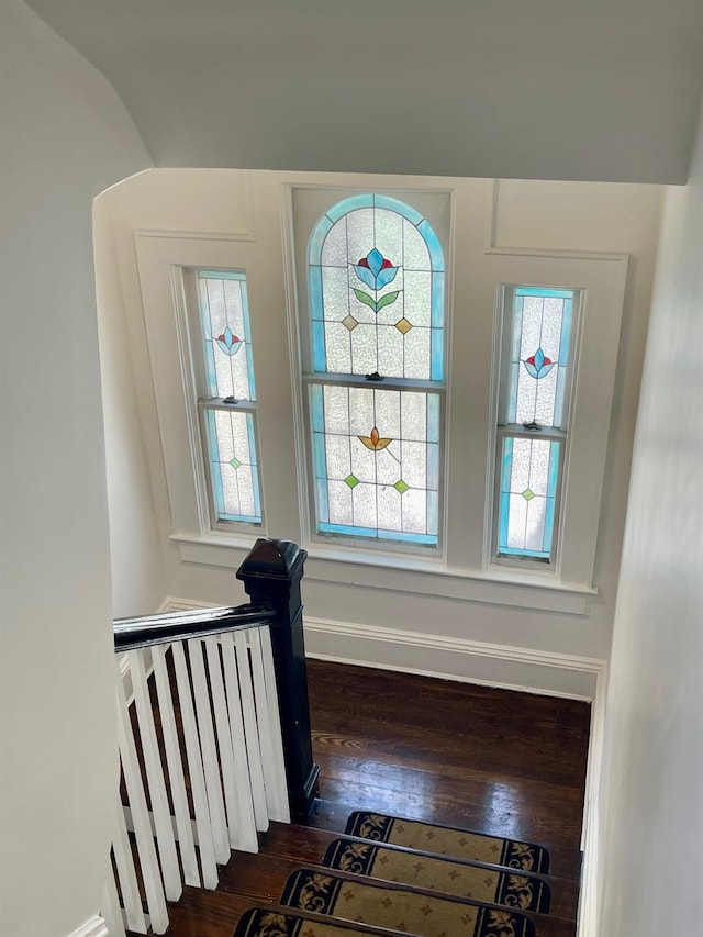 58 7th St, Valley Stream, NY 11581 - stairway with healthy amount of natural light and wood finished floors