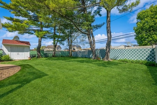 708 Seabury Ave, Franklin Square, NY 11010 - view of yard with a fenced backyard and an outbuilding