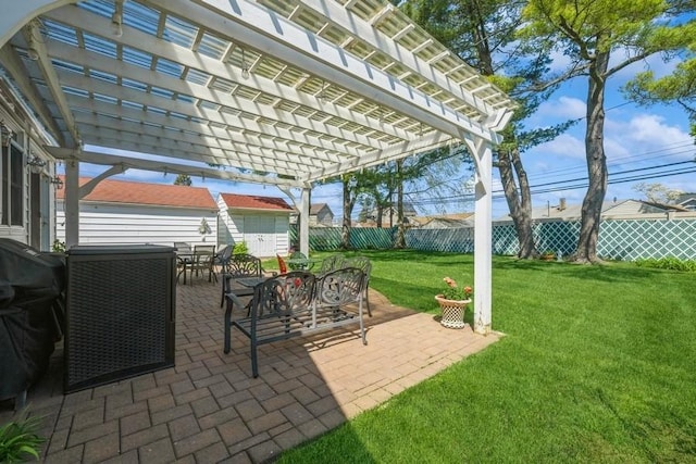 708 Seabury Ave, Franklin Square, NY 11010 - view of patio featuring outdoor dining area, a fenced backyard, and a pergola