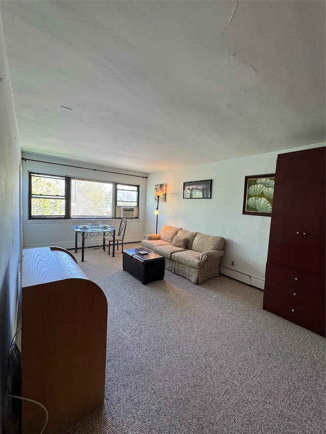 91 Tulip Ave Unit C2, Floral Park, NY 11001 - living room with carpet floors, a baseboard radiator, and cooling unit