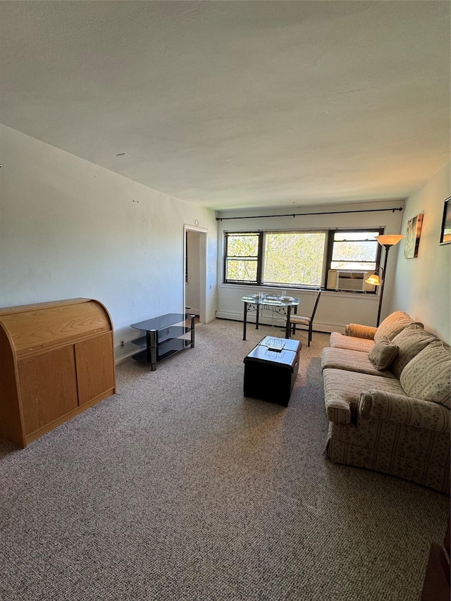 91 Tulip Ave Unit C2, Floral Park, NY 11001 - carpeted living room with baseboards and cooling unit