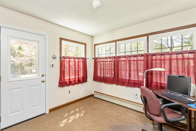 8 Parkside Ave, Miller Place, NY 11764 - carpeted office space with plenty of natural light, baseboards, and baseboard heating