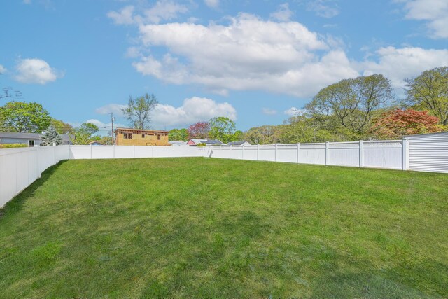 view of yard featuring a fenced backyard