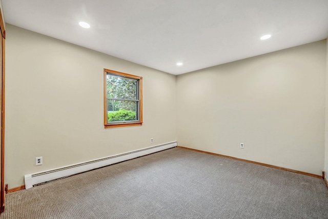 40 Cedarhurst St, Islip Terrace, NY 11752 - empty room with a baseboard heating unit, recessed lighting, carpet floors, and baseboards