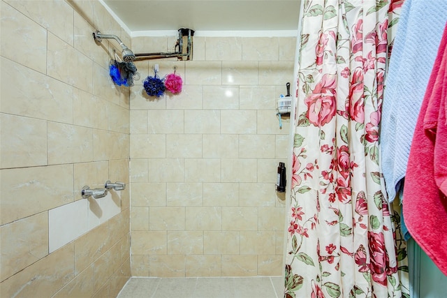 full bath with a shower stall