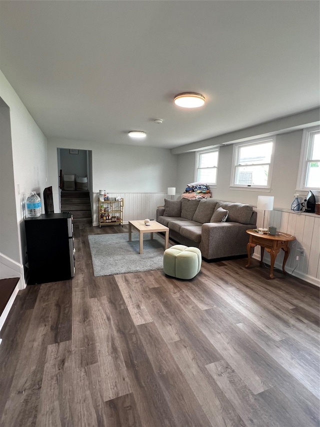 47 Ontario St, Port Jefferson Station, NY 11776 - living area with plenty of natural light, wainscoting, and wood finished floors