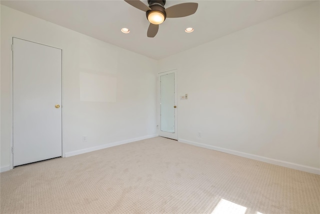 19-32 202nd St Apt # 1-179, Whitestone, NY 11360 - unfurnished room featuring baseboards, ceiling fan, light carpet, and recessed lighting