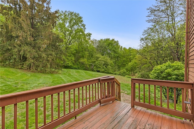 405 Driftway Ln, Brewster, NY 10509 - deck featuring a lawn and a view of trees